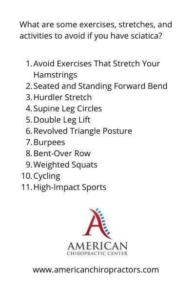 what are some exercises, stretches, and activities to avoid if you have sciatica