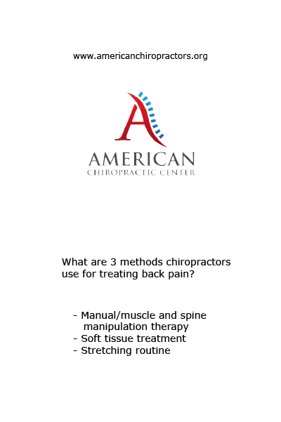 What are 3 methods chiropractors use for treating back pain(qm]