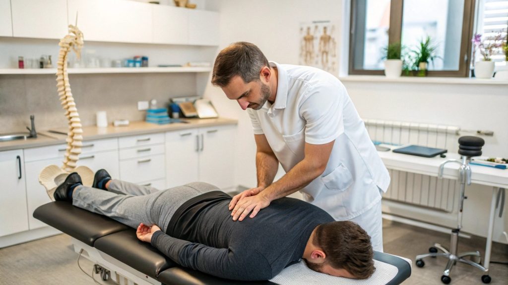 chiropractic care session showing spinal adjustment