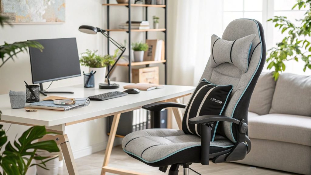 home office setup with ergonomic chair